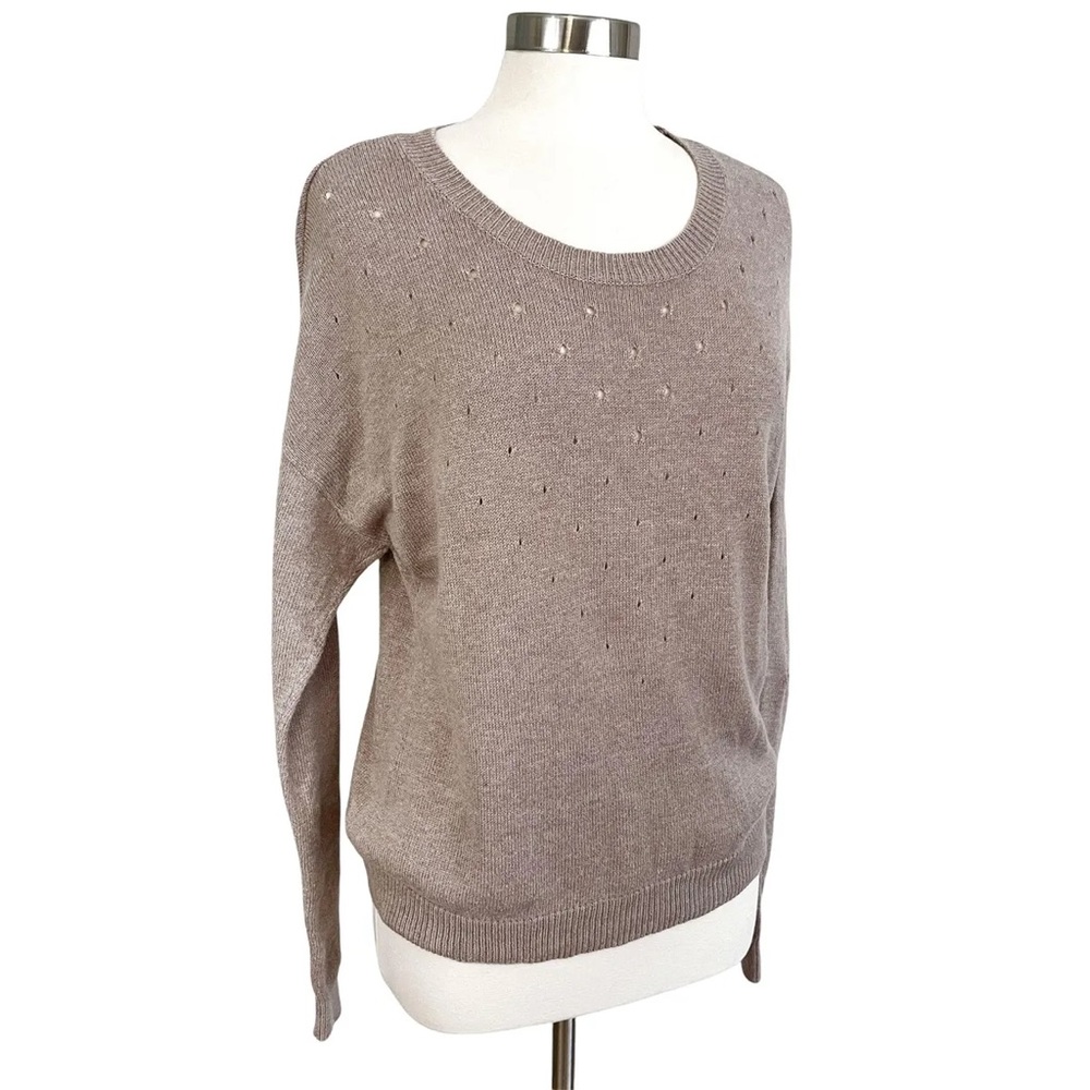 GAP Womens XS Oatmeal Beige Light Brown Dot Collar Crew Neck Knit Sweater